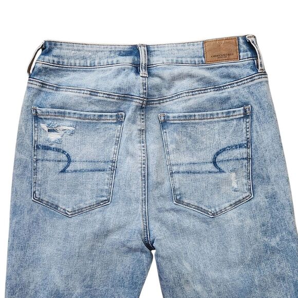 American Eagle Women's Hi-Rise Jeans Denim Blue Skinny Distressed Size 6 Small - Picture 7 of 16
